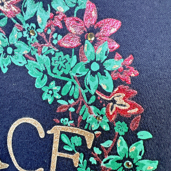 Peace Christmas Wreath Croft Barrow glitter 2X Black Long Sleeve T Shirt XXL - Picture 4 of 8